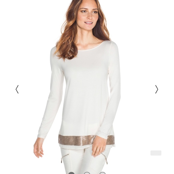 White House Black Market sequin‎ hem tee. Worn 2x. Retail 69 - Picture 1 of 8